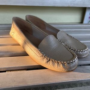 Women’s gold leather moccasins/ flats